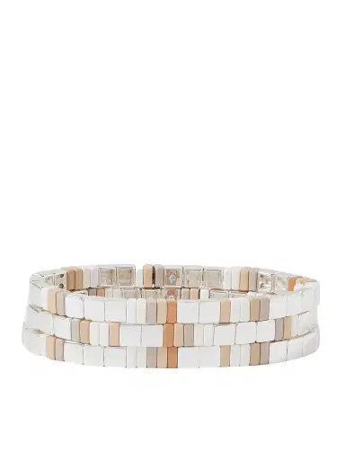 Roxanne Assoulin The Quiet Time Set Of Three Silver-tone Enamel Bracelets | Thumbnail 1 Roxanne Assoulin The Quiet Time Set Of Three Silver-tone Enamel Bracelets | Thumbnail 1