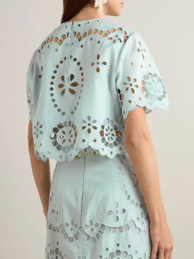 Zimmermann Awaken Cropped Broderie Anglaise Linen Top | Thumbnail 3 Zimmermann Awaken Cropped Broderie Anglaise Linen Top | Thumbnail 3