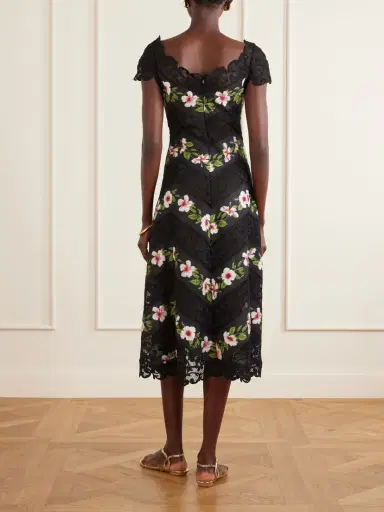 Oscar de la Renta Floral-print Faille And Lace Midi Dress | Thumbnail 3 Oscar de la Renta Floral-print Faille And Lace Midi Dress | Thumbnail 3