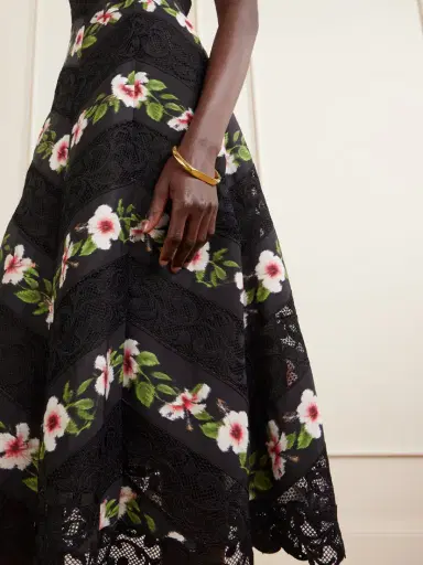 Oscar de la Renta Floral-print Faille And Lace Midi Dress | Thumbnail 5 Oscar de la Renta Floral-print Faille And Lace Midi Dress | Thumbnail 5