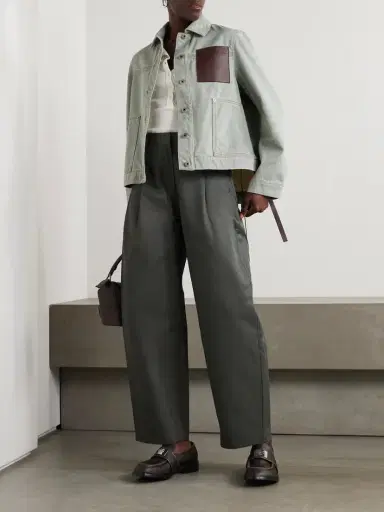 Loewe Leather-trimmed Denim Jacket | Thumbnail 2 Loewe Leather-trimmed Denim Jacket | Thumbnail 2