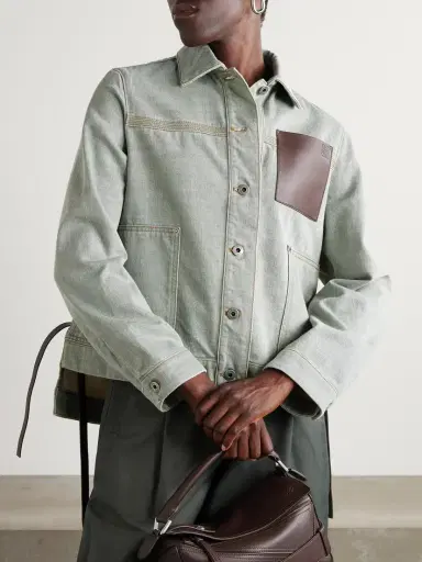 Loewe Leather-trimmed Denim Jacket | Thumbnail 3 Loewe Leather-trimmed Denim Jacket | Thumbnail 3