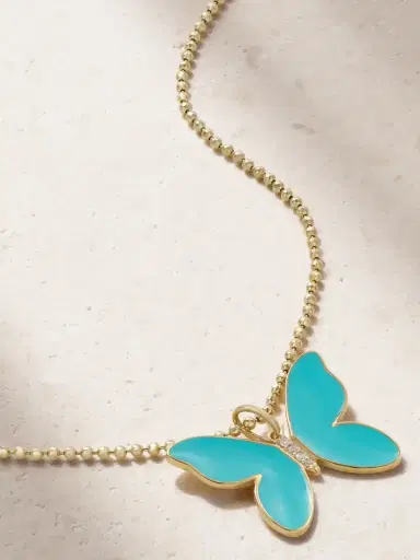 Sydney Evan Butterfly 14-karat Gold, Enamel And Diamond Necklace | Thumbnail 1 Sydney Evan Butterfly 14-karat Gold, Enamel And Diamond Necklace | Thumbnail 1