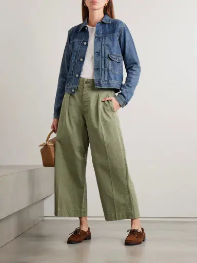 RRL Kyle Pleated Herringone Cotton Wide-leg Pants | Thumbnail 2 RRL Kyle Pleated Herringone Cotton Wide-leg Pants | Thumbnail 2