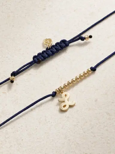 Sydney Evan Initial 14-karat Gold And Cord Bracelet | Thumbnail 4 Sydney Evan Initial 14-karat Gold And Cord Bracelet | Thumbnail 4