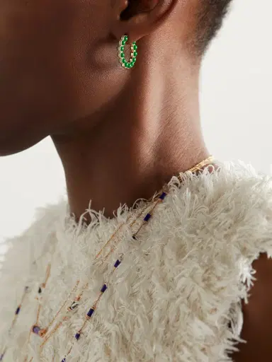 L’Atelier Nawbar Atoms 18-karat Gold, Enamel And Diamond Hoop Earrings | Thumbnail 2 L’Atelier Nawbar Atoms 18-karat Gold, Enamel And Diamond Hoop Earrings | Thumbnail 2