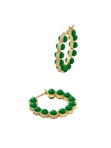 L’Atelier Nawbar Atoms 18-karat Gold, Enamel And Diamond Hoop Earrings | Thumbnail 1 L’Atelier Nawbar Atoms 18-karat Gold, Enamel And Diamond Hoop Earrings | Thumbnail 1