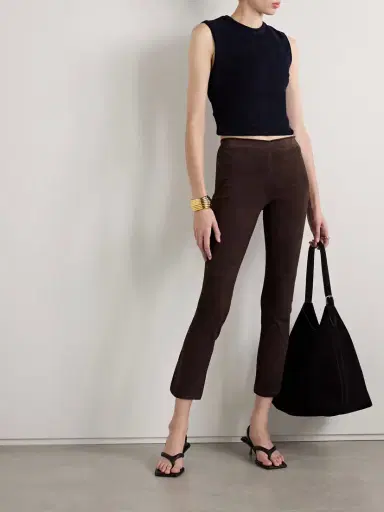 STOULS Jp Twenty Cropped Suede Flared Leggings | Thumbnail 2 STOULS Jp Twenty Cropped Suede Flared Leggings | Thumbnail 2