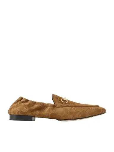 Gucci Jordaan Horsebit-embellished Logo-debossed Suede Loafers | Thumbnail 1 Gucci Jordaan Horsebit-embellished Logo-debossed Suede Loafers | Thumbnail 1