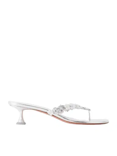 Amina Muaddi Janis 45 Crystal-embellished Leather Thong Sandals | Thumbnail 1 Amina Muaddi Janis 45 Crystal-embellished Leather Thong Sandals | Thumbnail 1