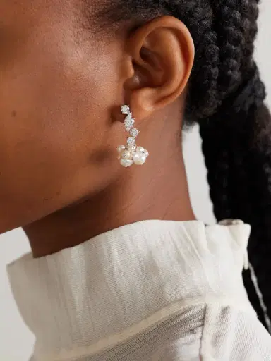 Completedworks Rhodium-plated Recycled Silver Pearl And Crystal Earrings | Thumbnail 2 Completedworks Rhodium-plated Recycled Silver Pearl And Crystal Earrings | Thumbnail 2