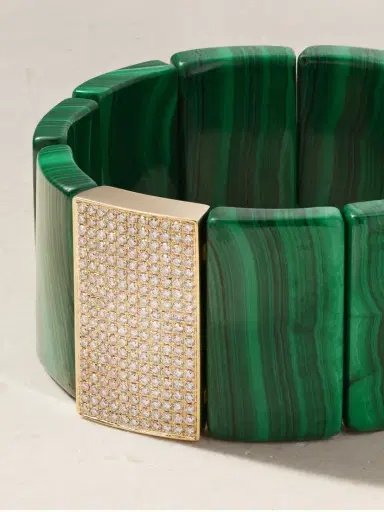 Sydney Evan Large Spacer 14-karat Gold, Malachite And Diamond Bracelet | Thumbnail 3 Sydney Evan Large Spacer 14-karat Gold, Malachite And Diamond Bracelet | Thumbnail 3