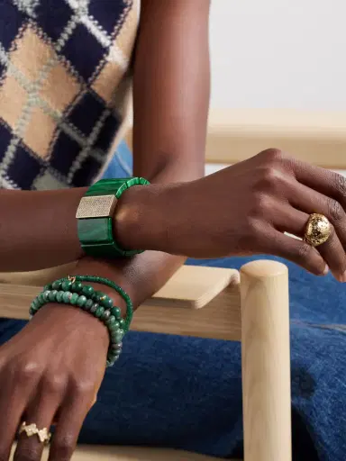 Sydney Evan Large Spacer 14-karat Gold, Malachite And Diamond Bracelet | Thumbnail 4 Sydney Evan Large Spacer 14-karat Gold, Malachite And Diamond Bracelet | Thumbnail 4