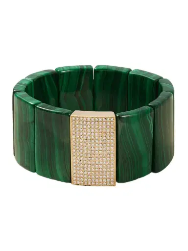 Sydney Evan Large Spacer 14-karat Gold, Malachite And Diamond Bracelet | Thumbnail 1 Sydney Evan Large Spacer 14-karat Gold, Malachite And Diamond Bracelet | Thumbnail 1