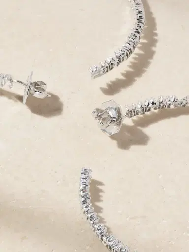 Suzanne Kalan 18-karat White Gold Diamond Hoop Earrings | Thumbnail 3 Suzanne Kalan 18-karat White Gold Diamond Hoop Earrings | Thumbnail 3