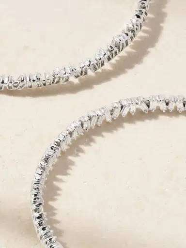 Suzanne Kalan 18-karat White Gold Diamond Hoop Earrings | Thumbnail 4 Suzanne Kalan 18-karat White Gold Diamond Hoop Earrings | Thumbnail 4