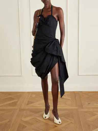 Chloé Halterneck Draped Cotton-poplin Midi Dress | Thumbnail 2 Chloé Halterneck Draped Cotton-poplin Midi Dress | Thumbnail 2