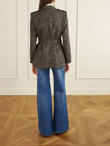 Chloé Belted Herringbone Wool-blend Jacket | Thumbnail 4 Chloé Belted Herringbone Wool-blend Jacket | Thumbnail 4