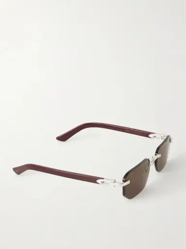 Cartier Eyewear Signature C Rimless Rectangular-frame Silver-tone And Acetate Sunglasses | Thumbnail 3 Cartier Eyewear Signature C Rimless Rectangular-frame Silver-tone And Acetate Sunglasses | Thumbnail 3