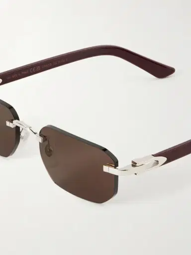 Cartier Eyewear Signature C Rimless Rectangular-frame Silver-tone And Acetate Sunglasses | Thumbnail 4 Cartier Eyewear Signature C Rimless Rectangular-frame Silver-tone And Acetate Sunglasses | Thumbnail 4