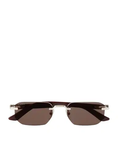 Cartier Eyewear Signature C Rimless Rectangular-frame Silver-tone And Acetate Sunglasses | Thumbnail 1 Cartier Eyewear Signature C Rimless Rectangular-frame Silver-tone And Acetate Sunglasses | Thumbnail 1