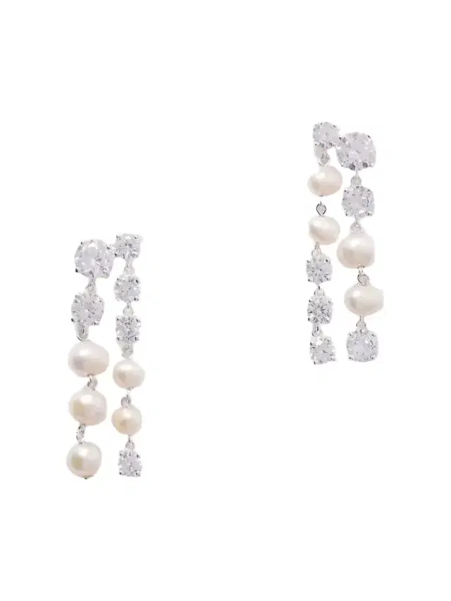 Recycled Silver, Pearl And Cubic Zirconia Earrings Recycled Silver, Pearl And Cubic Zirconia Earrings