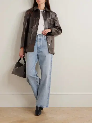 Nour Hammour Seleste Paneled Distressed Leather Jacket | Thumbnail 2 Nour Hammour Seleste Paneled Distressed Leather Jacket | Thumbnail 2