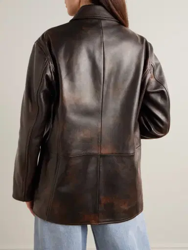 Nour Hammour Seleste Paneled Distressed Leather Jacket | Thumbnail 4 Nour Hammour Seleste Paneled Distressed Leather Jacket | Thumbnail 4