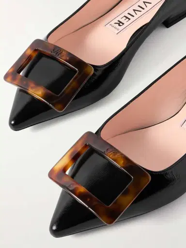 Roger Vivier Gommettine Buckled Glossed Crinkled-leather Ballet Flats | Thumbnail 4 Roger Vivier Gommettine Buckled Glossed Crinkled-leather Ballet Flats | Thumbnail 4