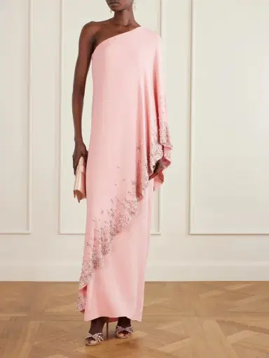 Oscar de la Renta One-shoulder Crystal-embellished Silk-blend Crepe Gown | Thumbnail 2 Oscar de la Renta One-shoulder Crystal-embellished Silk-blend Crepe Gown | Thumbnail 2