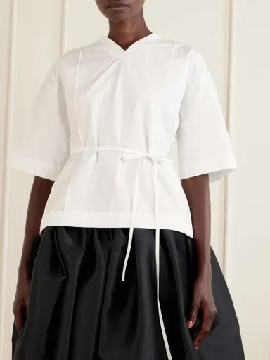 Calvin Klein Collection Lynn Cotton-poplin Wrap Blouse | Thumbnail 3 Calvin Klein Collection Lynn Cotton-poplin Wrap Blouse | Thumbnail 3