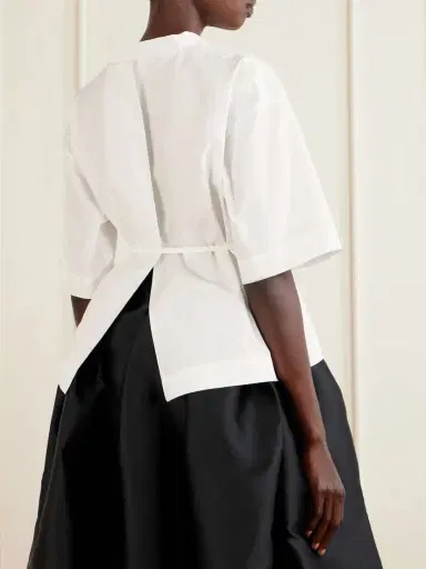 Calvin Klein Collection Lynn Cotton-poplin Wrap Blouse | Thumbnail 4 Calvin Klein Collection Lynn Cotton-poplin Wrap Blouse | Thumbnail 4