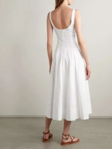 Staud Wells Pleated Cotton-blend Poplin Midi Dress | Thumbnail 3 Staud Wells Pleated Cotton-blend Poplin Midi Dress | Thumbnail 3