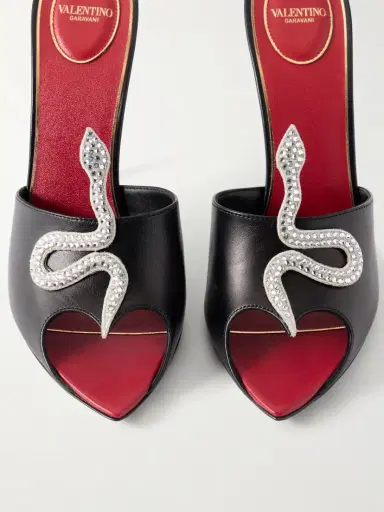 Valentino Garavani Coeur Vipère 105 Crystal-embellished Leather Mules | Thumbnail 5 Valentino Garavani Coeur Vipère 105 Crystal-embellished Leather Mules | Thumbnail 5