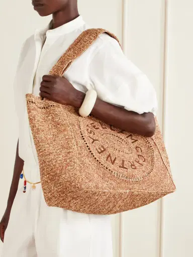 Stella McCartney Logo-embroidered Raffia Tote Bag | Thumbnail 2 Stella McCartney Logo-embroidered Raffia Tote Bag | Thumbnail 2