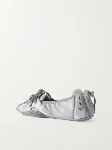 Acne Studios Bilaria Paneled Logo-print Satin Ballet Flats | Thumbnail 3 Acne Studios Bilaria Paneled Logo-print Satin Ballet Flats | Thumbnail 3