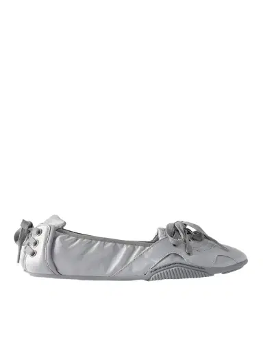Acne Studios Bilaria Paneled Logo-print Satin Ballet Flats | Thumbnail 1 Acne Studios Bilaria Paneled Logo-print Satin Ballet Flats | Thumbnail 1