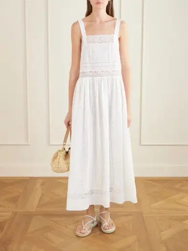 Loretta Caponi Antigua Lace-trimmed Embroidered Cotton Midi Dress | Thumbnail 2 Loretta Caponi Antigua Lace-trimmed Embroidered Cotton Midi Dress | Thumbnail 2
