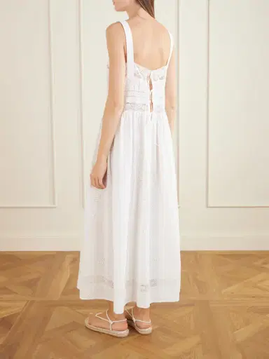Loretta Caponi Antigua Lace-trimmed Embroidered Cotton Midi Dress | Thumbnail 3 Loretta Caponi Antigua Lace-trimmed Embroidered Cotton Midi Dress | Thumbnail 3