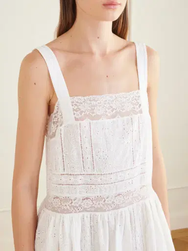 Loretta Caponi Antigua Lace-trimmed Embroidered Cotton Midi Dress | Thumbnail 4 Loretta Caponi Antigua Lace-trimmed Embroidered Cotton Midi Dress | Thumbnail 4