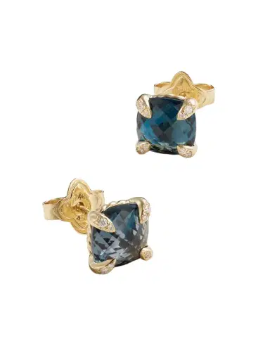 David Yurman Châtelaine 18-karat Gold, Diamond And Topaz Earrings | Thumbnail 1 David Yurman Châtelaine 18-karat Gold, Diamond And Topaz Earrings | Thumbnail 1