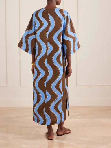 ALÉMAIS Tie-detailed Embroidered Linen Midi Dress | Thumbnail 3 ALÉMAIS Tie-detailed Embroidered Linen Midi Dress | Thumbnail 3