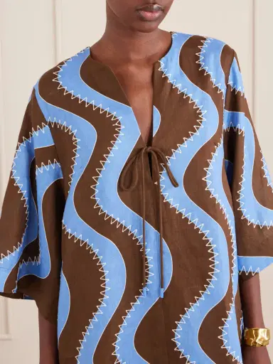 ALÉMAIS Tie-detailed Embroidered Linen Midi Dress | Thumbnail 4 ALÉMAIS Tie-detailed Embroidered Linen Midi Dress | Thumbnail 4
