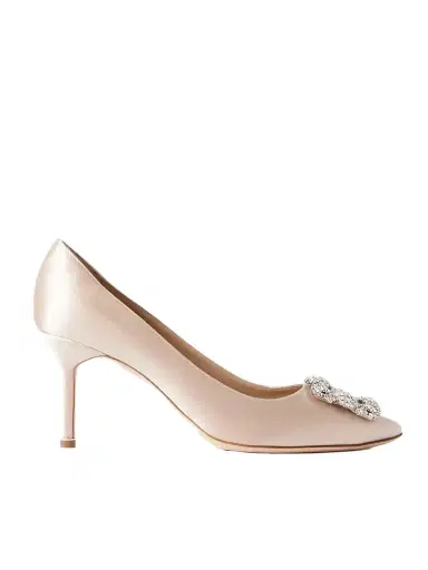 Manolo Blahnik Hangisi 70 Crystal-embellished Satin Pumps | Thumbnail 1 Manolo Blahnik Hangisi 70 Crystal-embellished Satin Pumps | Thumbnail 1