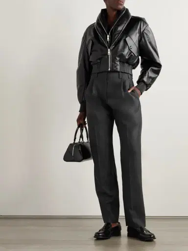 Givenchy Cropped Layered Leather Bomber Jacket | Thumbnail 2 Givenchy Cropped Layered Leather Bomber Jacket | Thumbnail 2