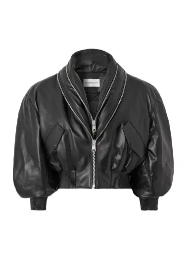 Givenchy Cropped Layered Leather Bomber Jacket | Thumbnail 1 Givenchy Cropped Layered Leather Bomber Jacket | Thumbnail 1