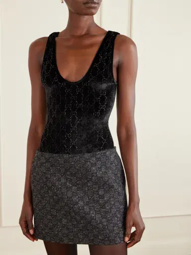 Gucci Crystal-embellished Chenille-jacquard Bodysuit | Thumbnail 3 Gucci Crystal-embellished Chenille-jacquard Bodysuit | Thumbnail 3