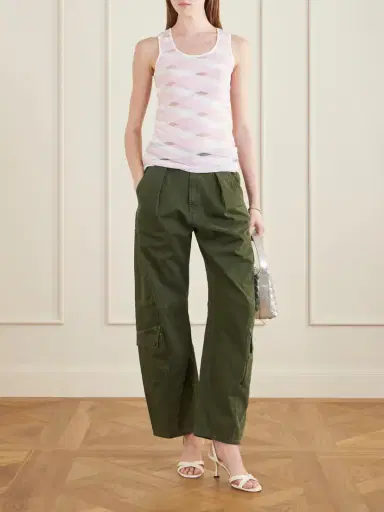 Stella McCartney Striped Mesh-paneled Cotton-blend Tank Top | Thumbnail 2 Stella McCartney Striped Mesh-paneled Cotton-blend Tank Top | Thumbnail 2