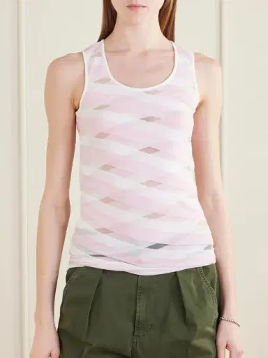 Stella McCartney Striped Mesh-paneled Cotton-blend Tank Top | Thumbnail 3 Stella McCartney Striped Mesh-paneled Cotton-blend Tank Top | Thumbnail 3