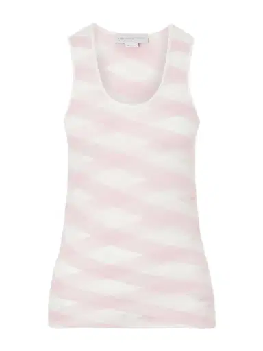Stella McCartney Striped Mesh-paneled Cotton-blend Tank Top | Thumbnail 1 Stella McCartney Striped Mesh-paneled Cotton-blend Tank Top | Thumbnail 1